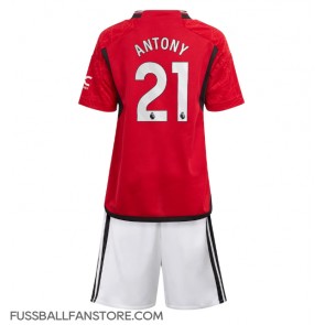 Manchester United Antony #21 Replik Heimtrikot Kinder 2023-24 Kurzarm (+ Kurze Hosen)